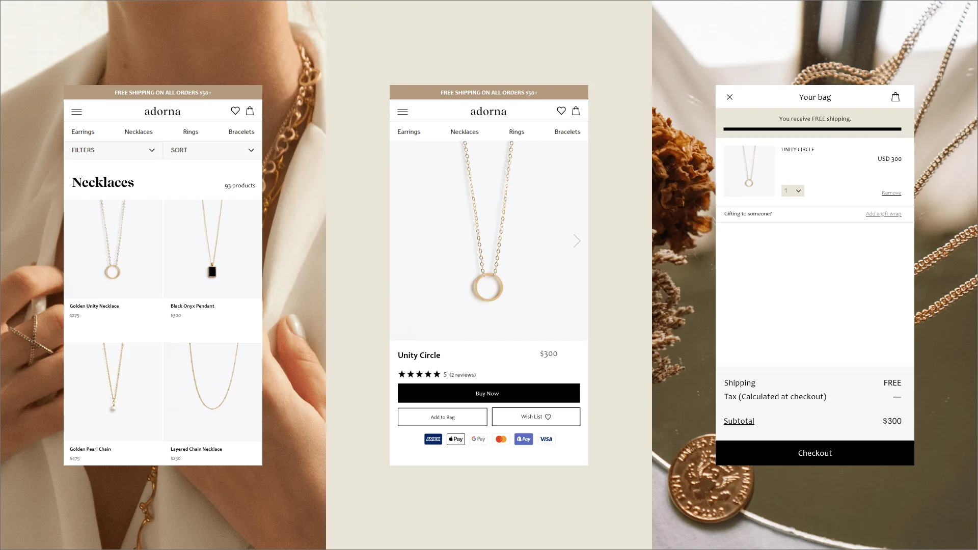 Jewelry mobile website shopify store