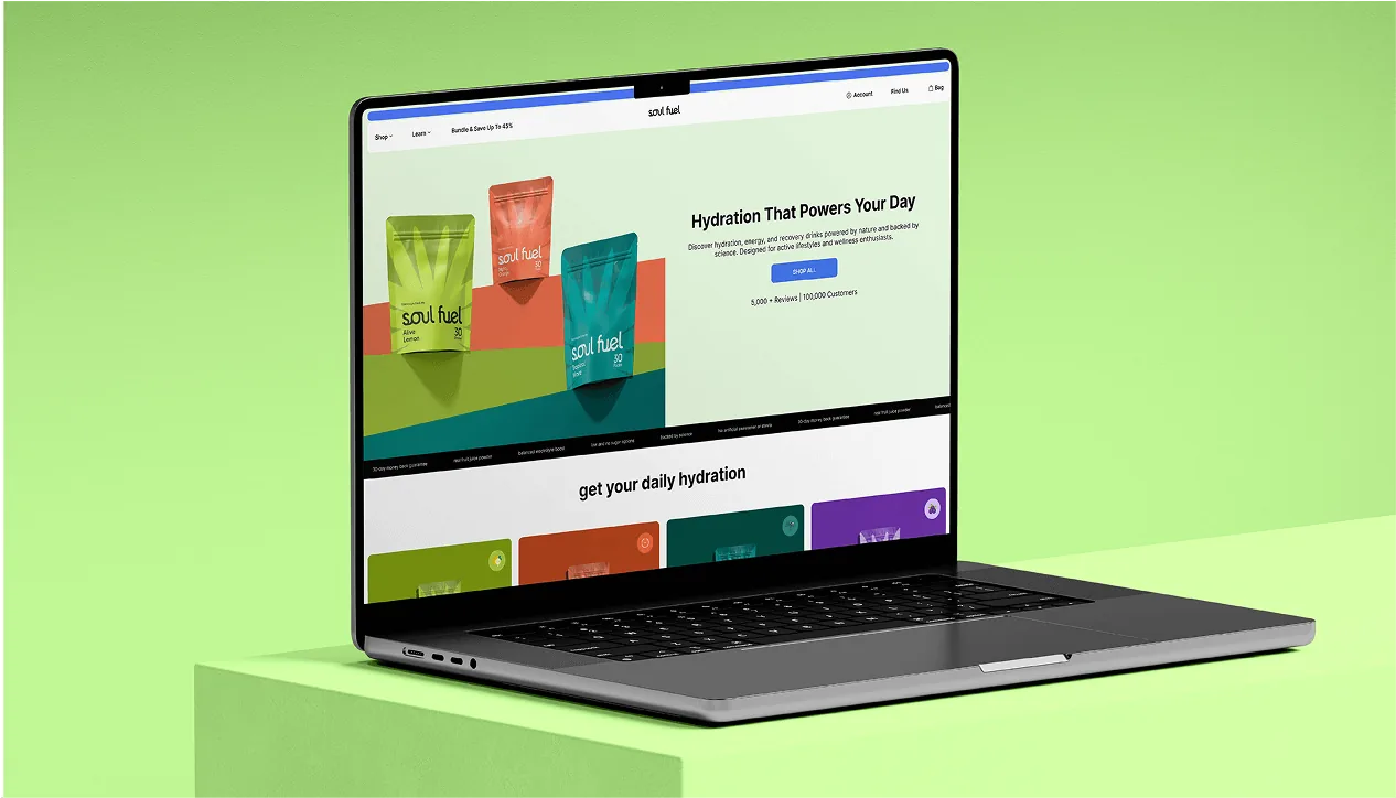 Drink brand shopify ecommerce web design